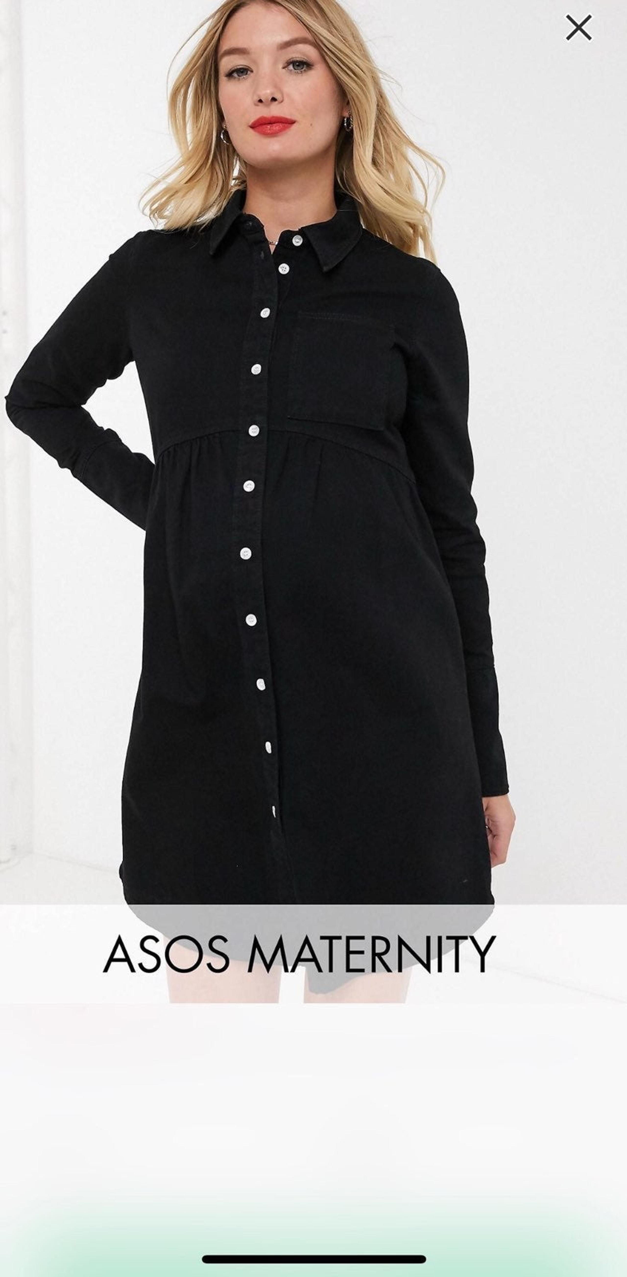 Asos maternity denim shirt dress in blac