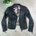 IZZAT BABA NEW YORK Black Cross Zip Front Leather Jacket Women's Size XS
