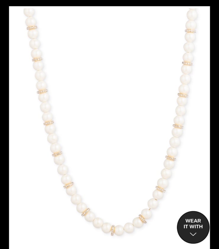 Lauren Ralph Lauren Pavé & Imitation Pearl Beaded 17 Collar Necklace