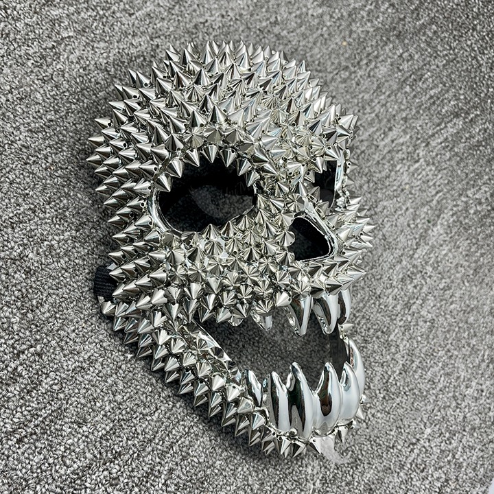 Silver Steampunk Spike Skull Halloween Devil Masquerade Mask