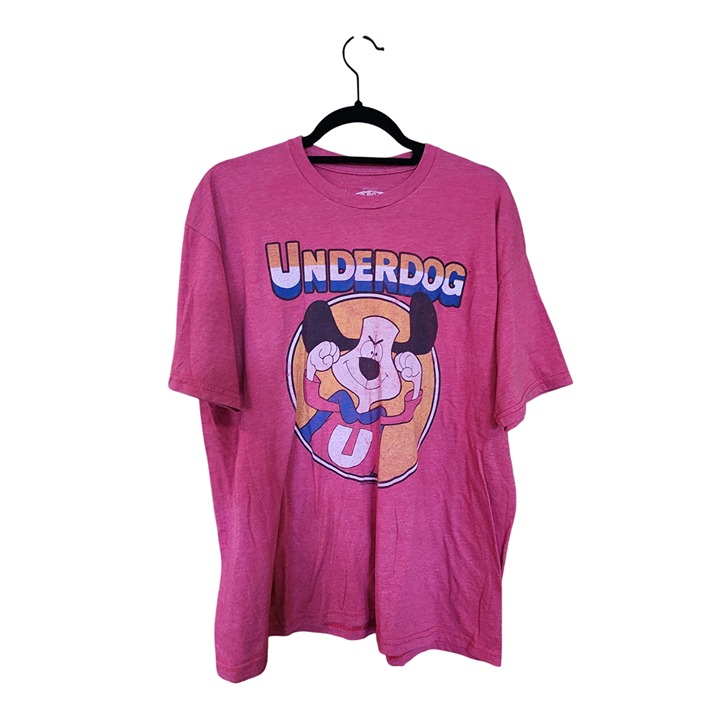 Underdog Graphic T-Shirt Savvy Brand Red Short Sleeve Crew Neck Cotton/Polyester