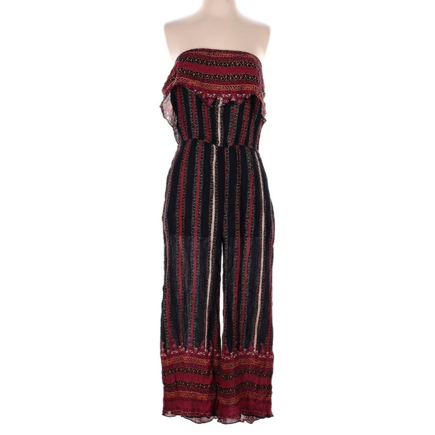 Free People Simone Flounce Retro Stripe Jumpsuit