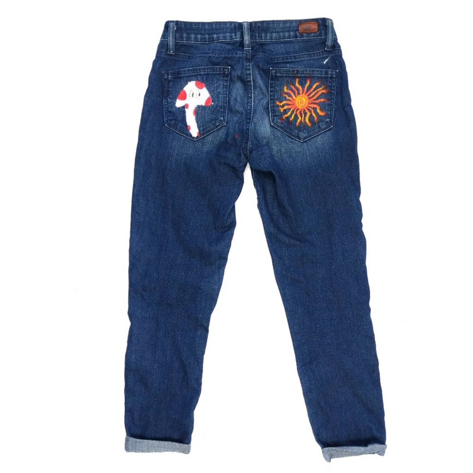 PAIGE Kylie Crop Hand Painted Boho Hippie Jeans 25