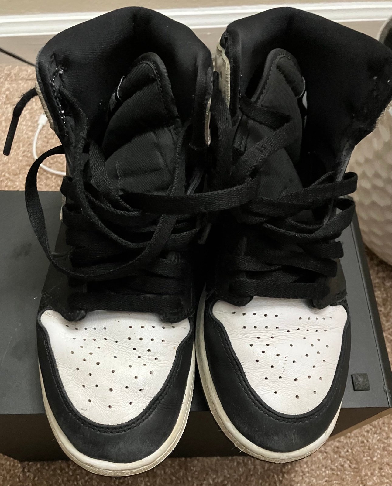 Nike Air Jordan 1 High Golf Panda Black White DQ0660-101 kids Cleat Shoe kids Si