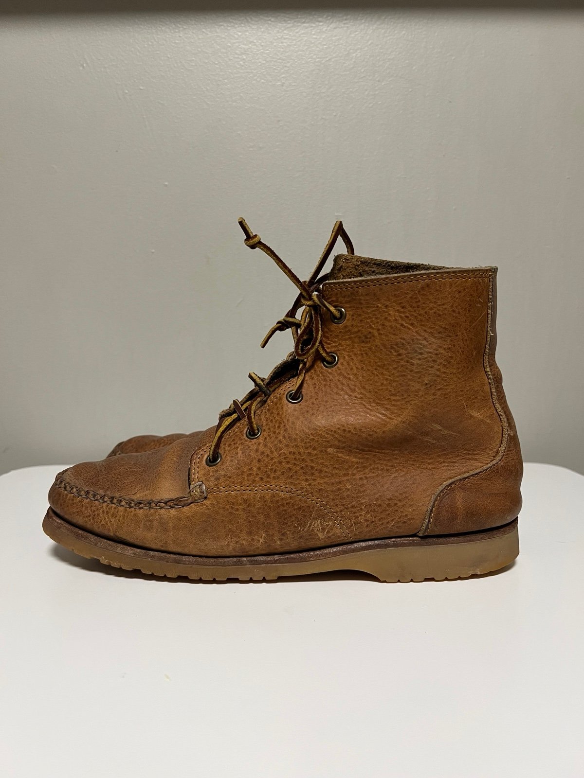 Quoddy Men’s Camp Boot Whiskey Leather Chukka Moccasin Vibram Aircalla US 10
