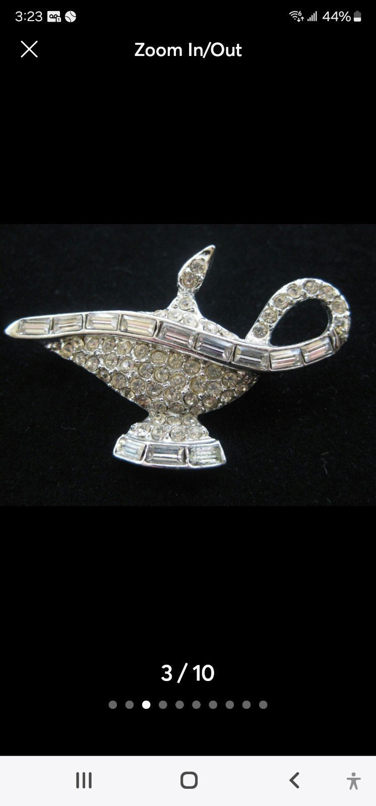 WEISS VINTAGE RHINESTONE Genie Lamp BROOCH