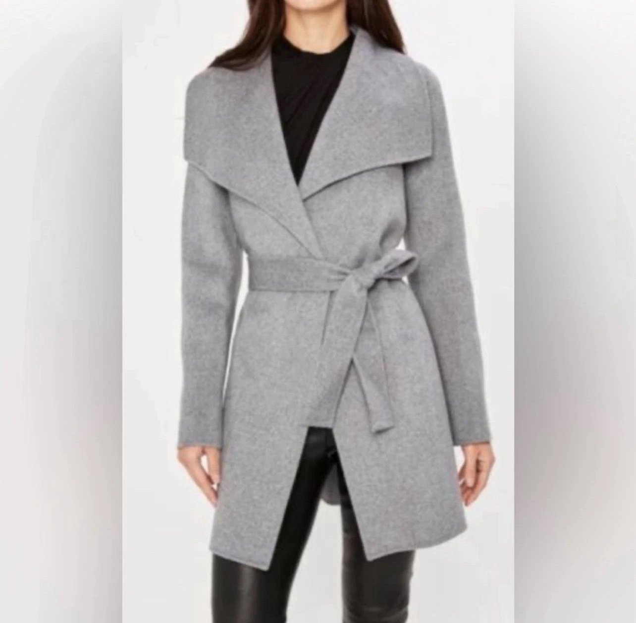 Harve Bernard Wool Blend Belted Wide Collar Coat Size M