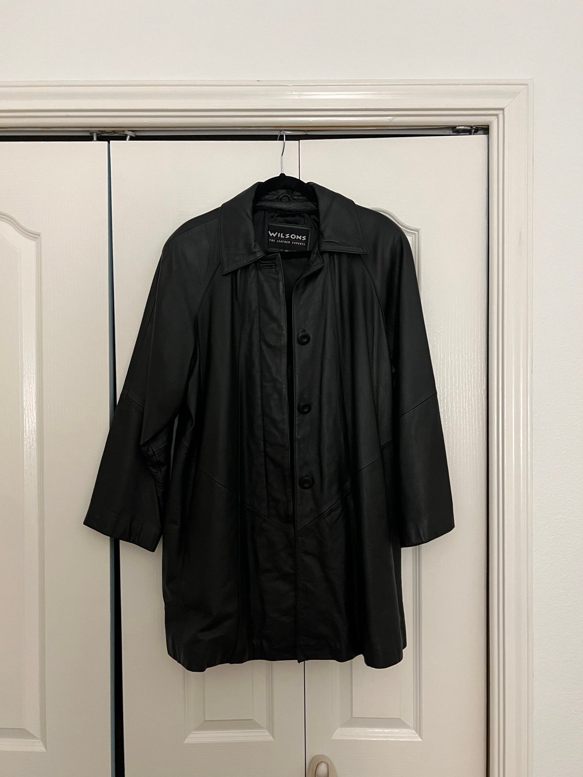 Wilsons Long Leather Black Coat