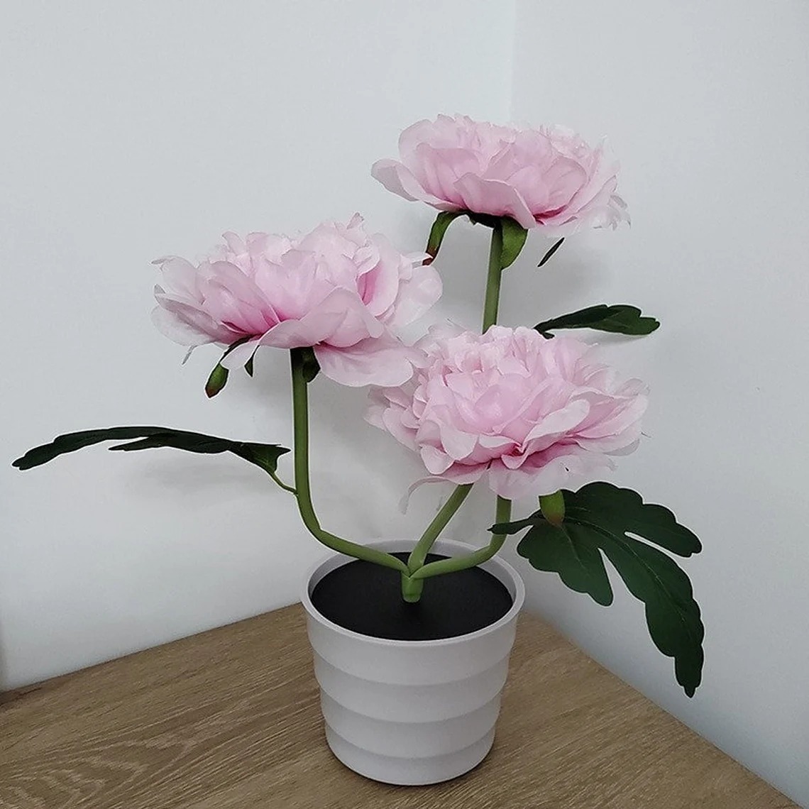 Peony Flower Lamp, Artificial Peony in Pot with LED Light
