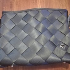 Maggie Bags Black Seat Belt Webbing Large Messenger Shoulder Bag
