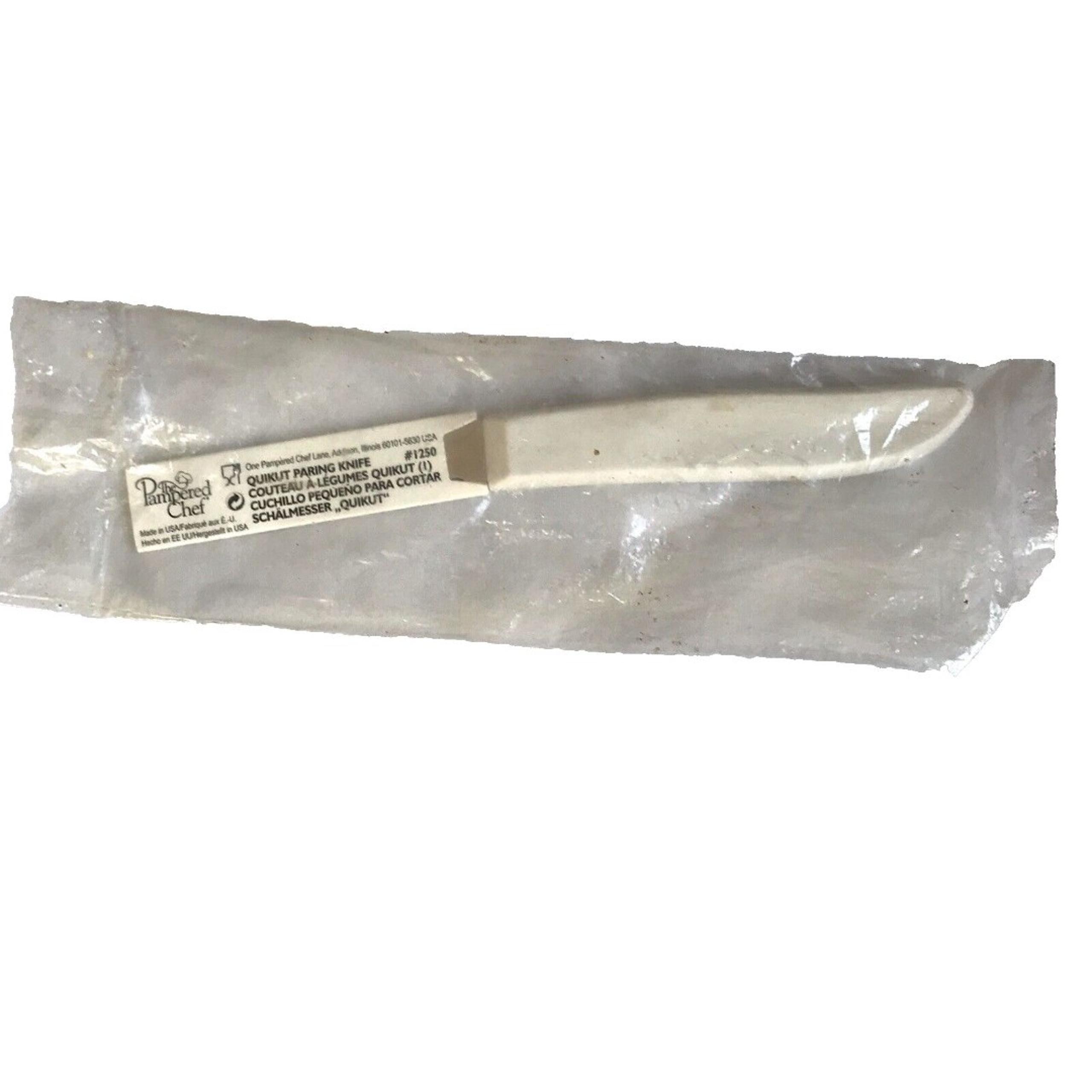 New Pampered Chef Quikut Paring Knife White Handle 2.5" Blade Discontinued #1250