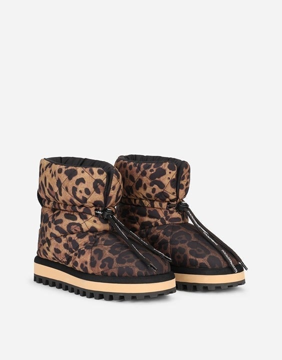 NIB DOLCE & GABBANA City Leopard-Print Nylon Ankle Boots Size EU 37 (MSRP 945)