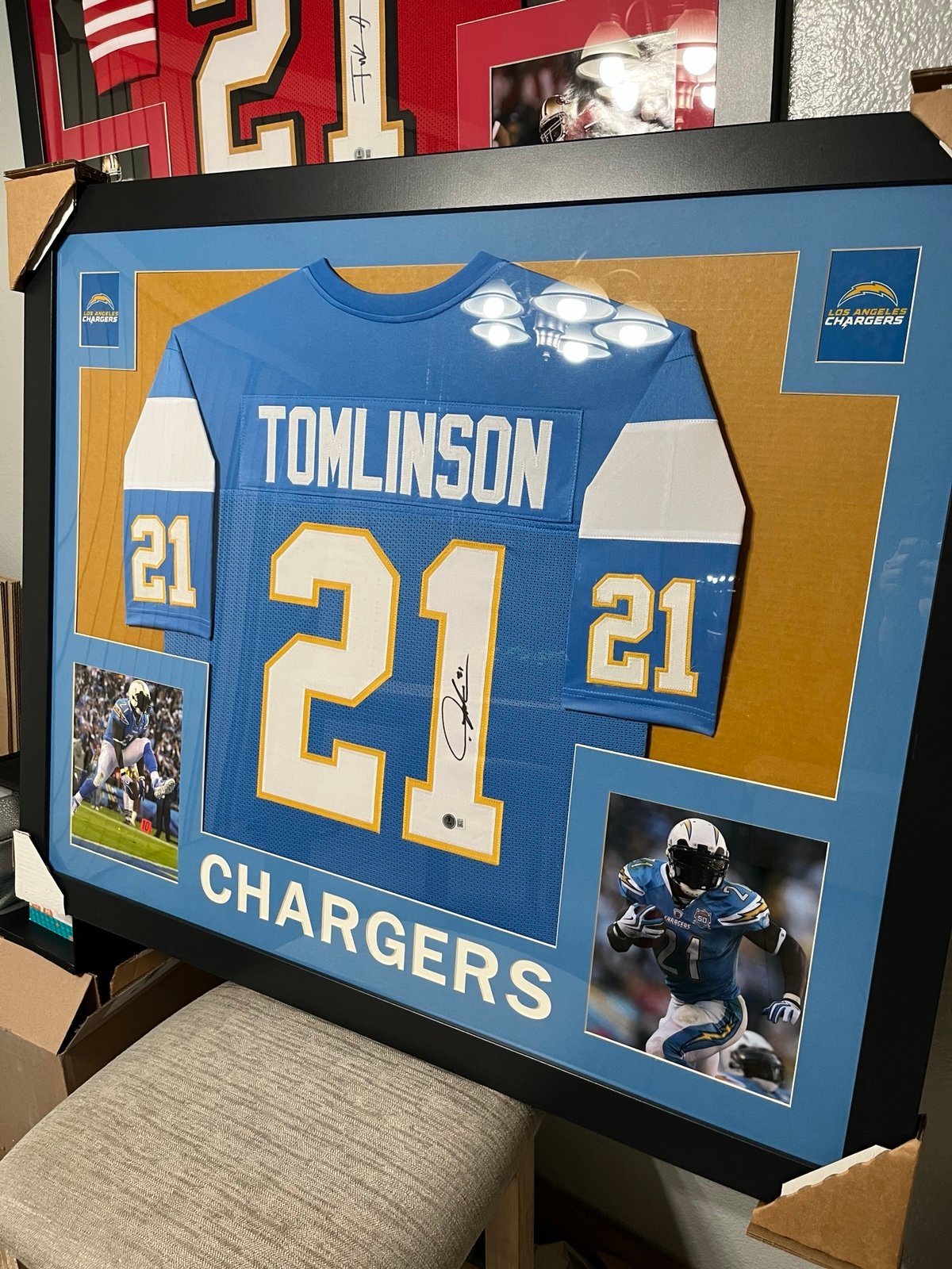 LADAINIAN TOMLINSON Signed/Autographed Custom Jersey in 35x43 Frame - Beckett