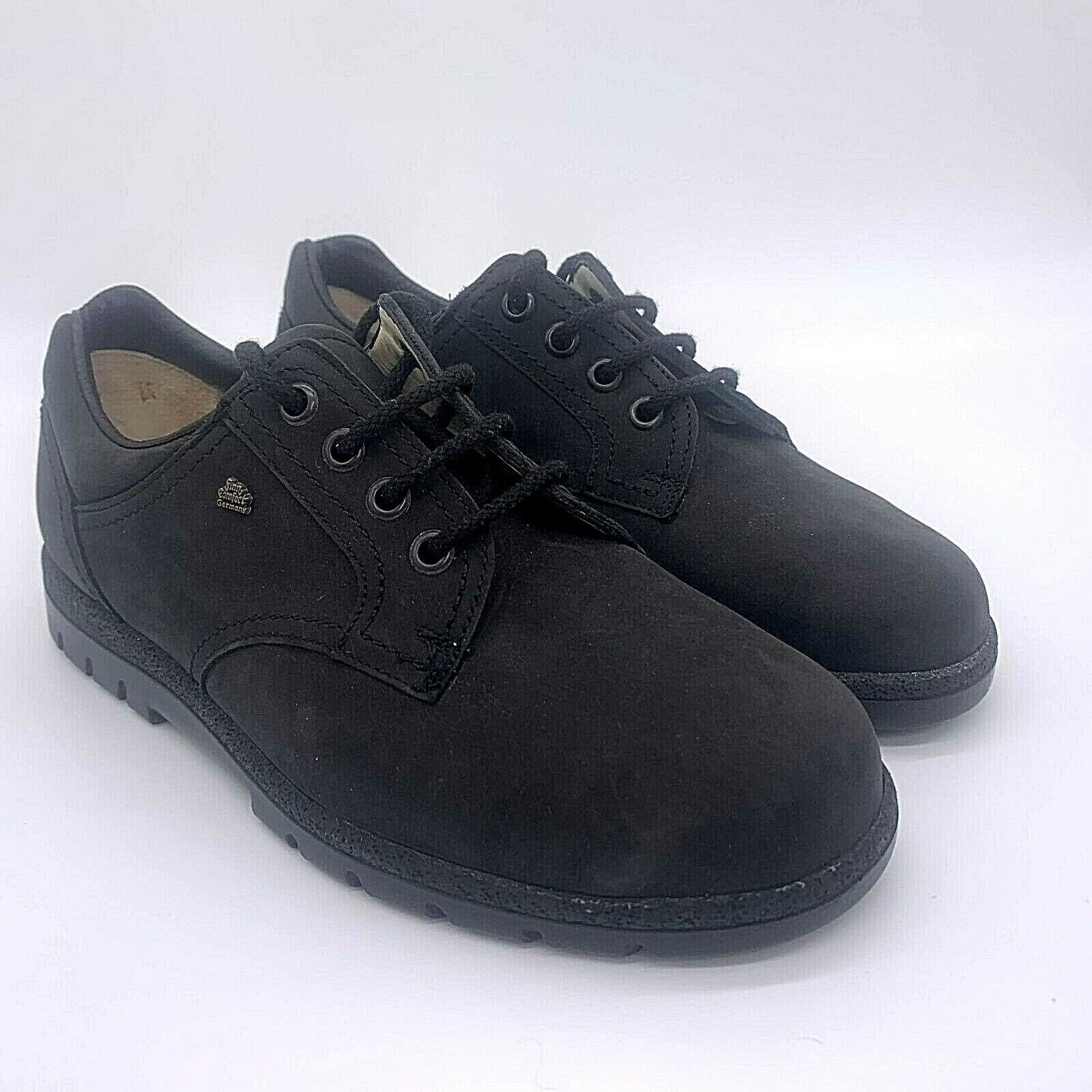 Finn Comfort Womens Germany Oxford Shoes Suede Black Size UK 4 US 6/6.5 Lace Up