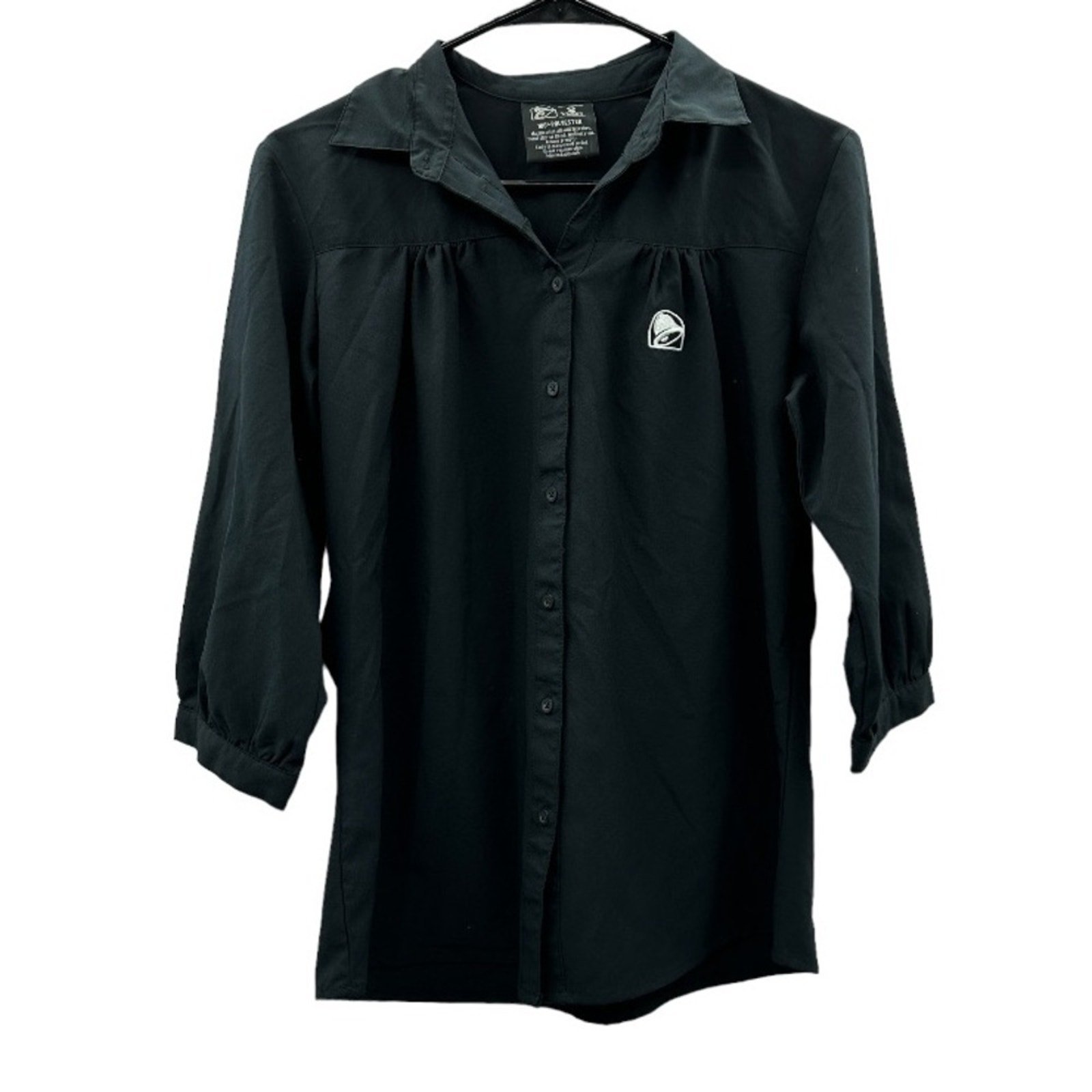 Taco Bell Uniform Women's Black 3/4 Sleeve Button Down Shirt Size S