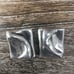 Vintage 925 Sterling Silver Modernist Square With Swirl Clip On Earrings 23.4g