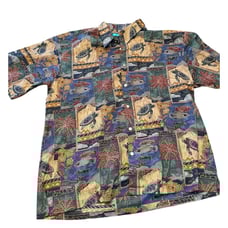 Tori Richard Shirt XL Hawaiian Made In USA Cotton Lawn Floral Travel Resort Wear