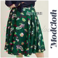 ModCloth Green Holiday Sweet Tooth Christmas Desserts Midi Skirt 4X