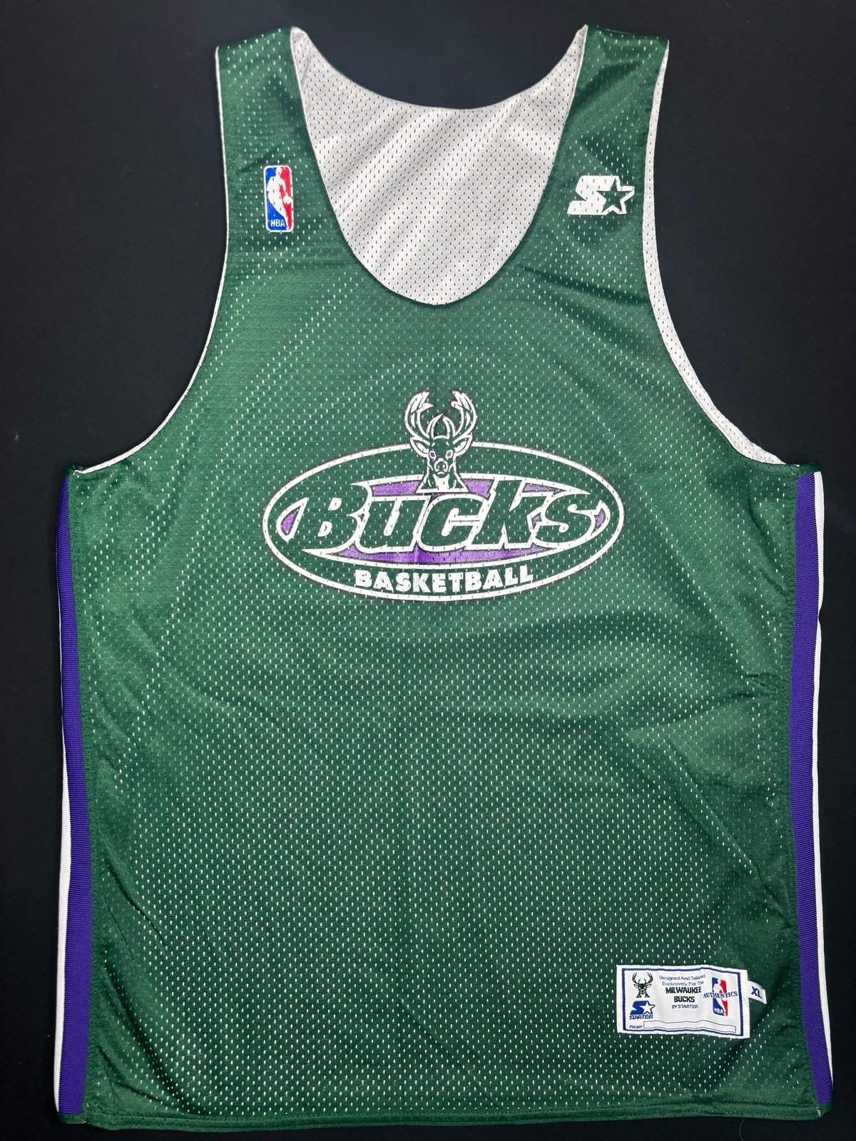 TEAM ISSUED Milwaukee Bucks Vintage 90s NBA Practice Jersey STARTER Mens XL