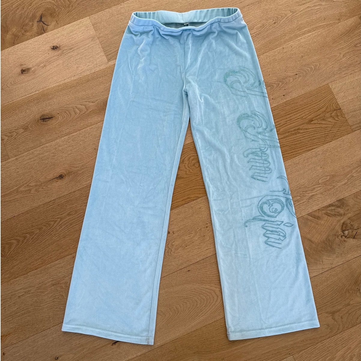 I.AM.GIA - Daria Velour & Rhinestone Track Pants in Blue