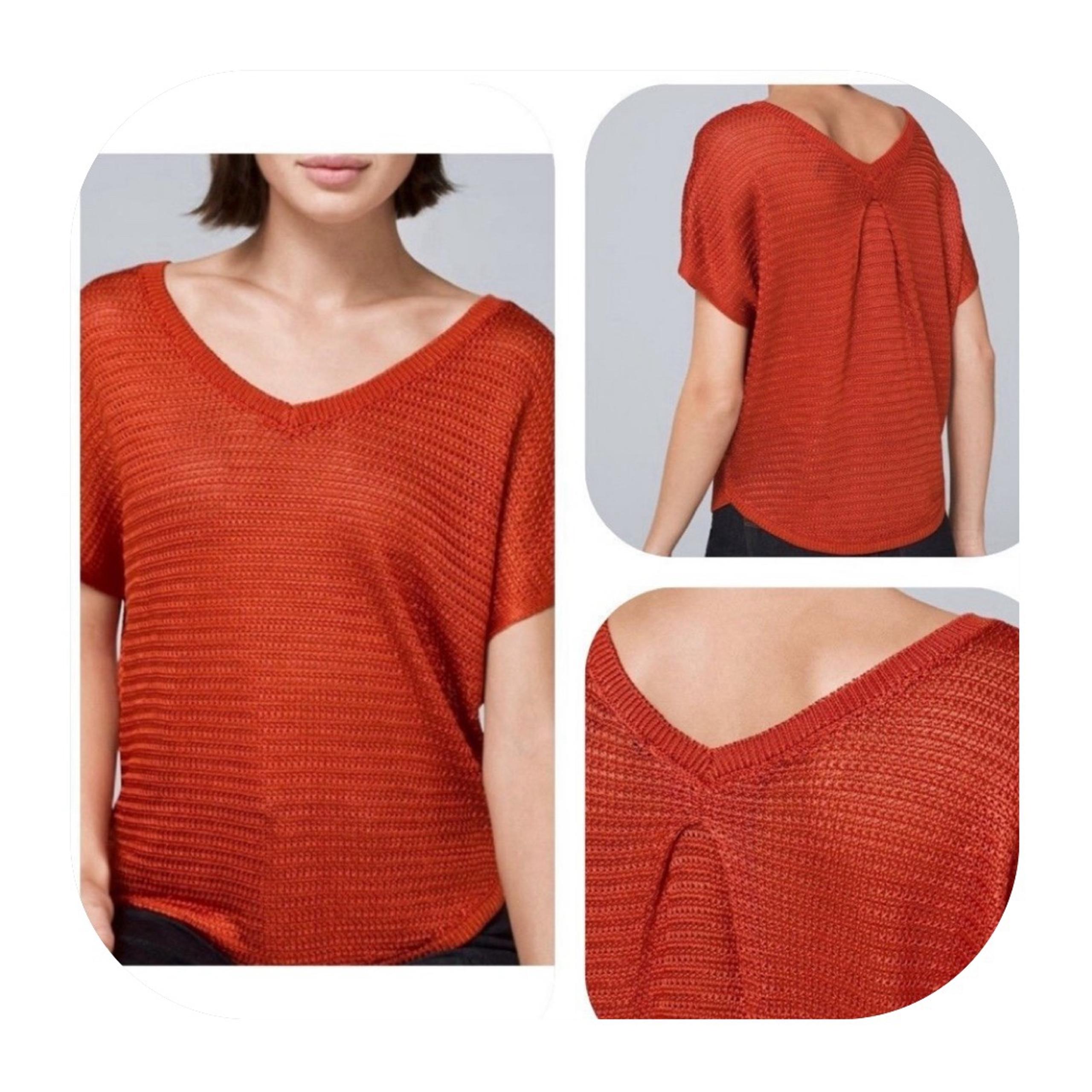 White House Black Market L rust dolman sleeve knitted v-neck sweater 
$89 retail