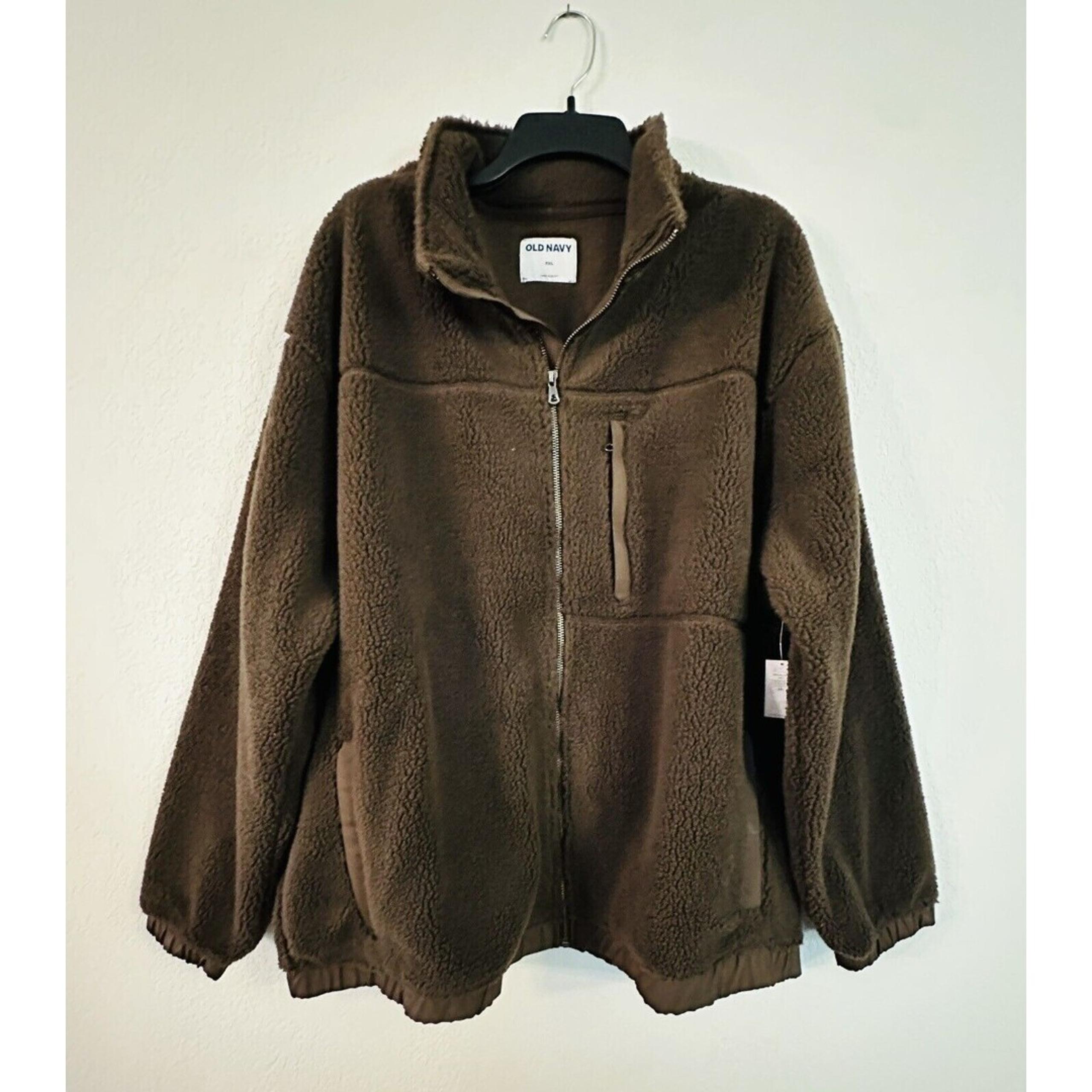 OLD NAVY Oversized Brown Sherpa Full Zip Sweater Women's SIZE XXL NWT