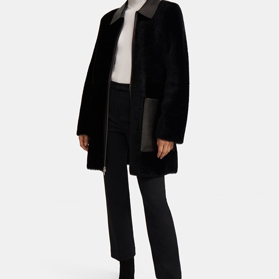 NEW Theory Piazza Coat in Polished Shearling