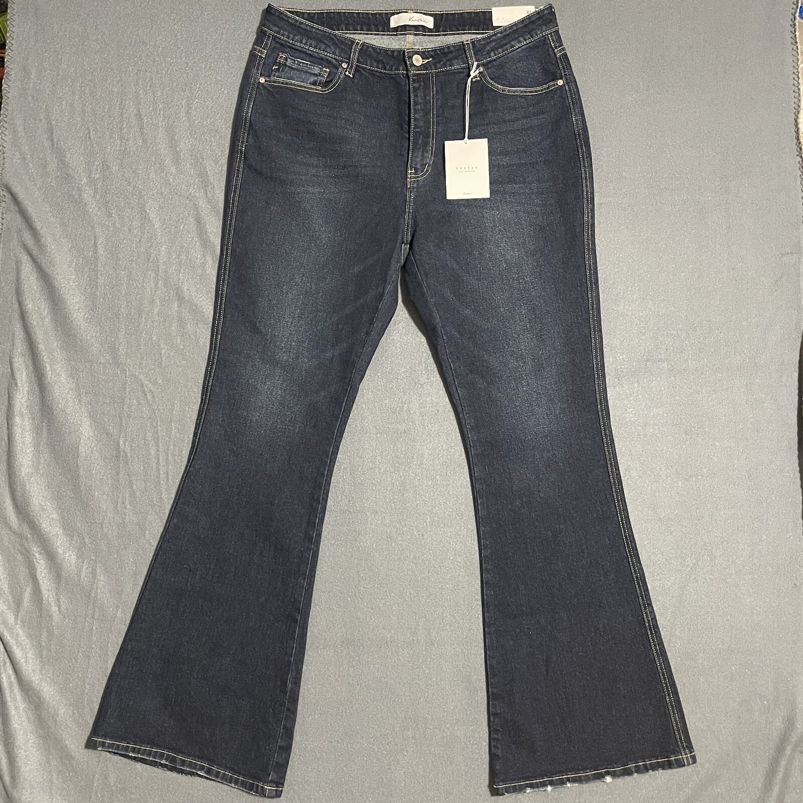 KanCan XL Jeans Women's High Rise Flared Stretch Denim Blue