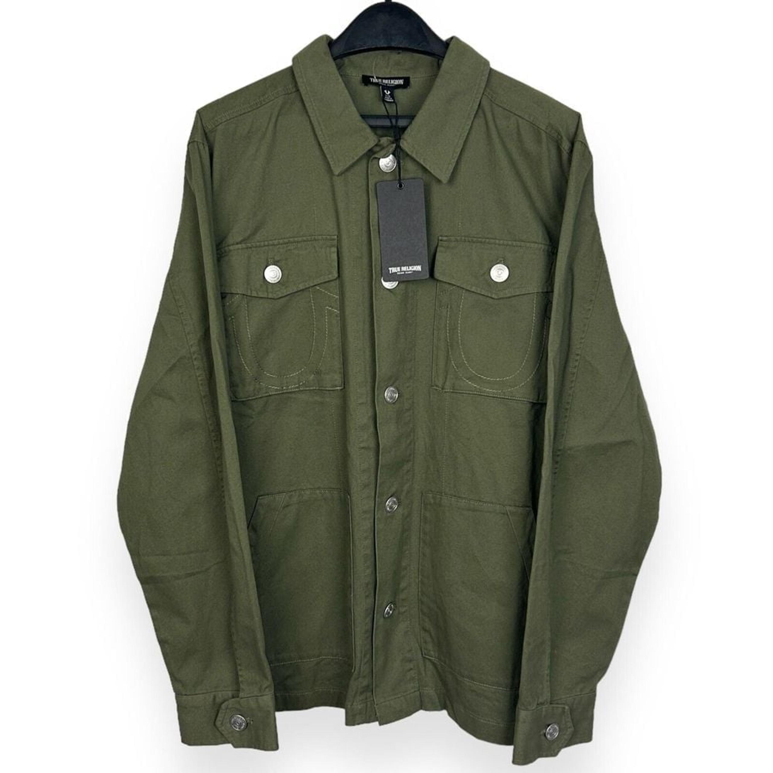 NEW True Religion Military Jacket Men's XL Kalamata Green Trucker Cotton $179