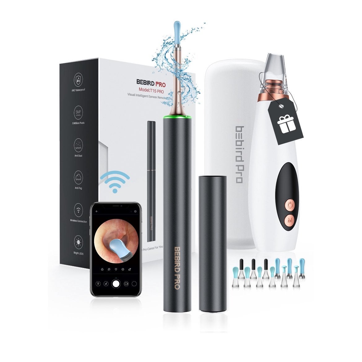 Brand new PRO T15 Wi-Fi connection ear wax removal tool with High Efficient Blac