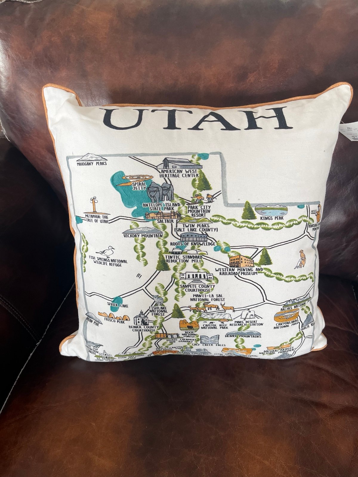 NEW! Toss pillow Utah with top traveling locations 17 X 17