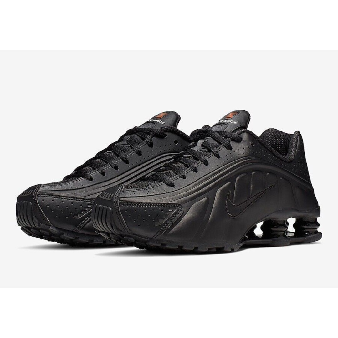 Women's Size 8 Nike Shox R4 Triple Black Max Orange AR3565-004 Retro Running