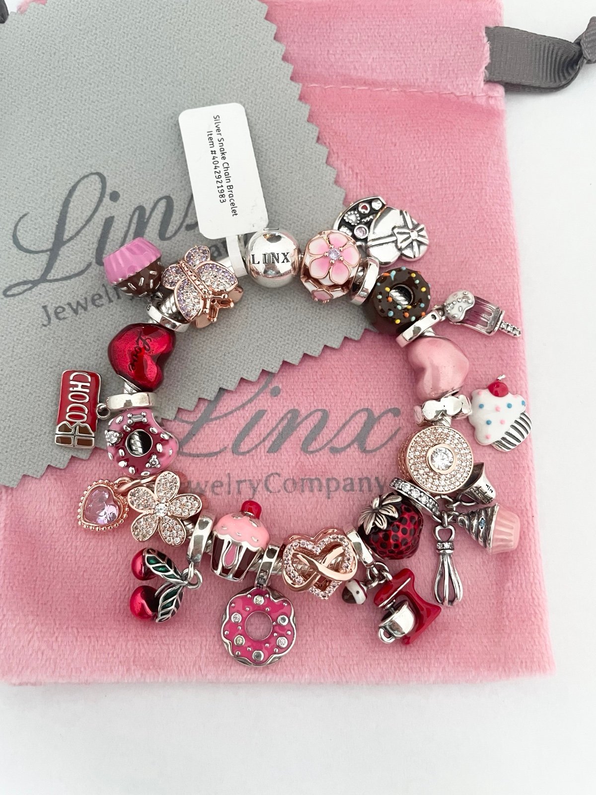 Linx Snake Chain Bracelet with Sweets Themed Charms