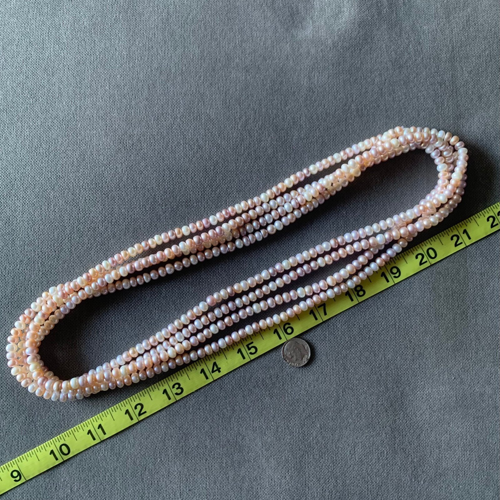 7-8mm Cultured multi-color endless Freshwater Pearl Necklace