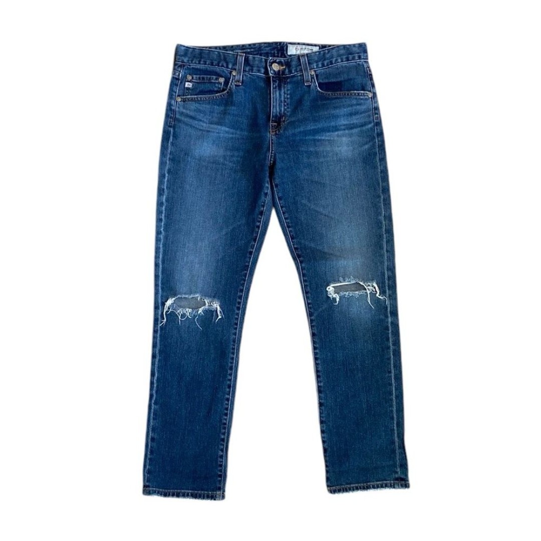 AG Adriano Goldschmied The Ex-Boyfriend Slim Slouchy Ripped Denim Blue Jeans 27R
