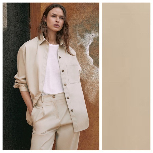 NWT. Massimo Dutti Cotton Beige Overshirt. Size S.
