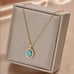 14K Gold Womens Round Turquoise Pendant Necklace Ladies 14 K Silver Jewelry NEW