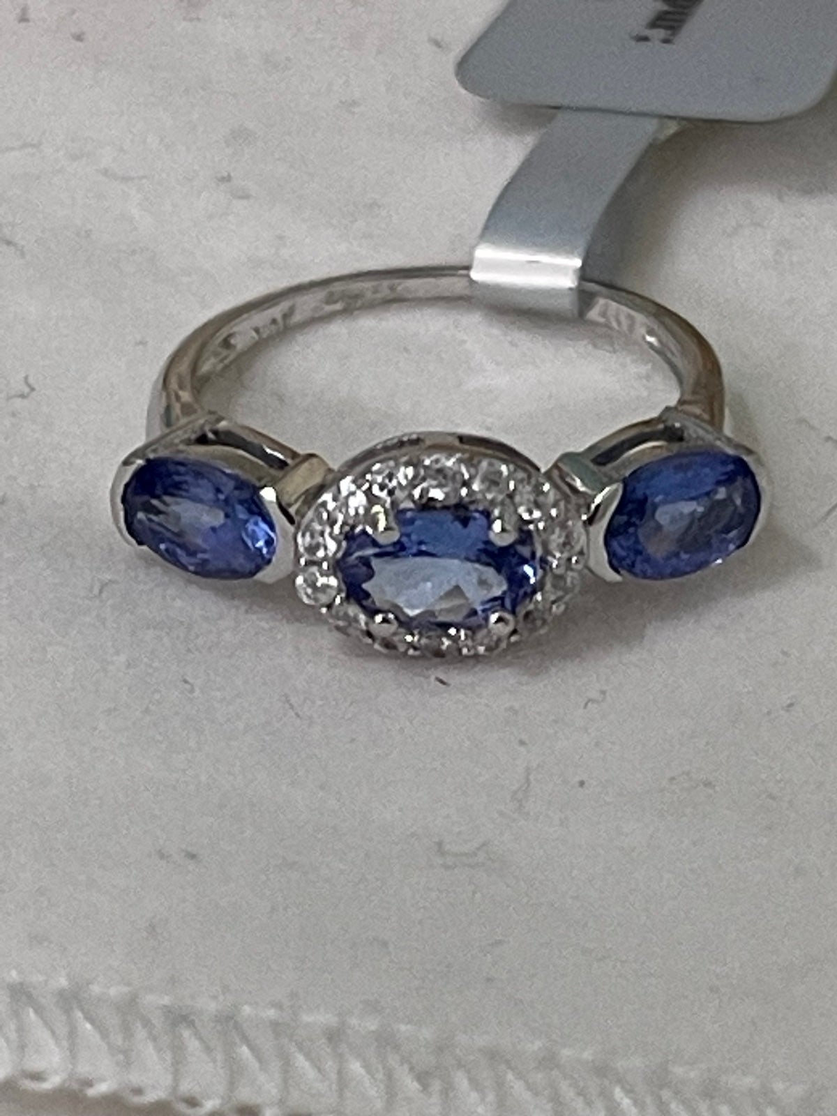 Tanzanite White Zircon 1.52 cts 10K White Gold Ring Size 5