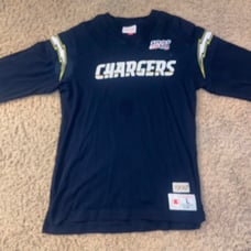 Los Angeles Chargers Mitchell & Ness NFL 100 Long Sleeve V-Neck T-