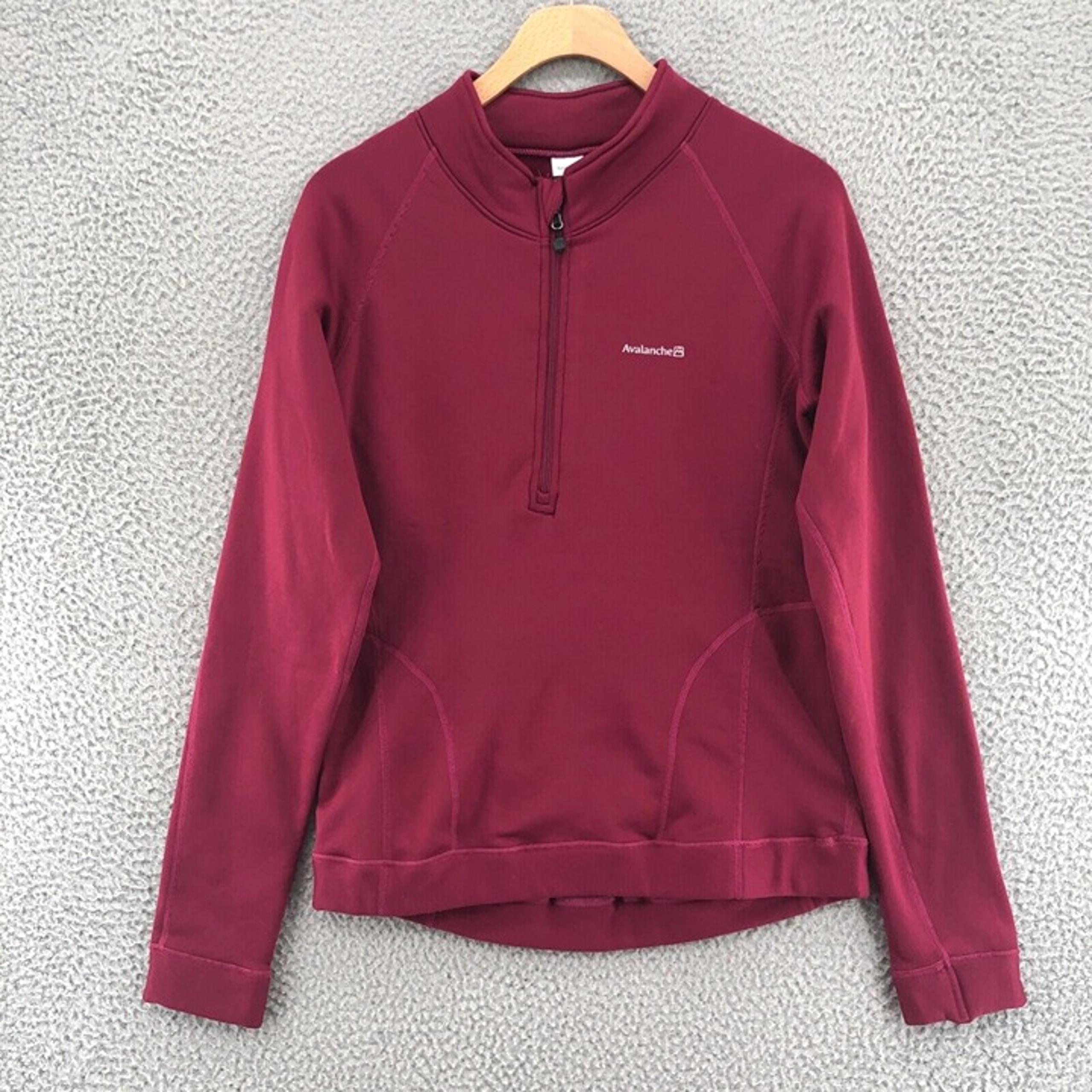 Avalanche Jacket Womens Medium Burgundy 1/4 Zip Base Layer Fleece Lined Stretch