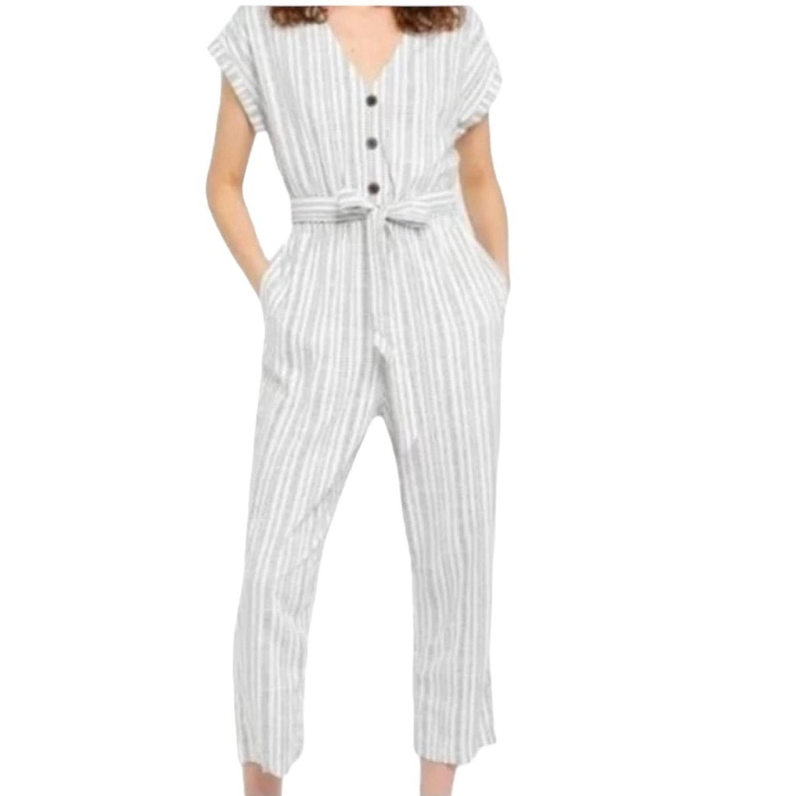 GAP White & Black Striped Rayon Women’s Jumpsuit Romper Size Small