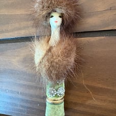 1960s Revlon Couturines Fur Doll Lipstick Holder - rare!