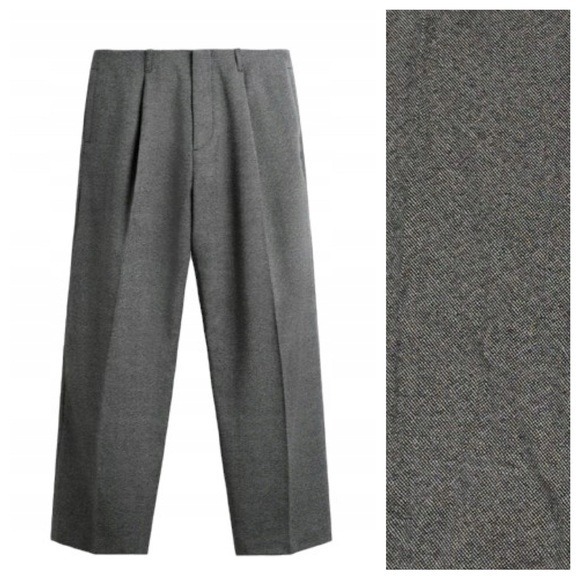 NWT. Zara Man Gray 100% Wool Straight Fit Pants. Size 32.