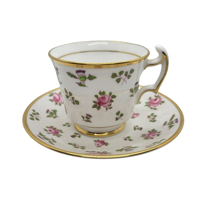 Vintage Cup and Saucer Royal Chelsea English Bone China Gold Rimmed