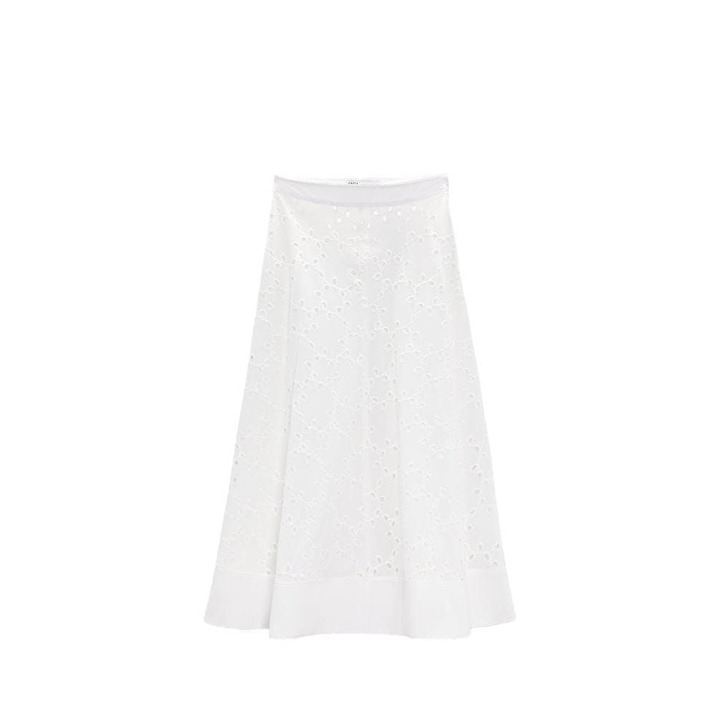 ZARA EMBROIDERED CAPE SKIRT OYSTER WHITE SIZE S | 2788/972