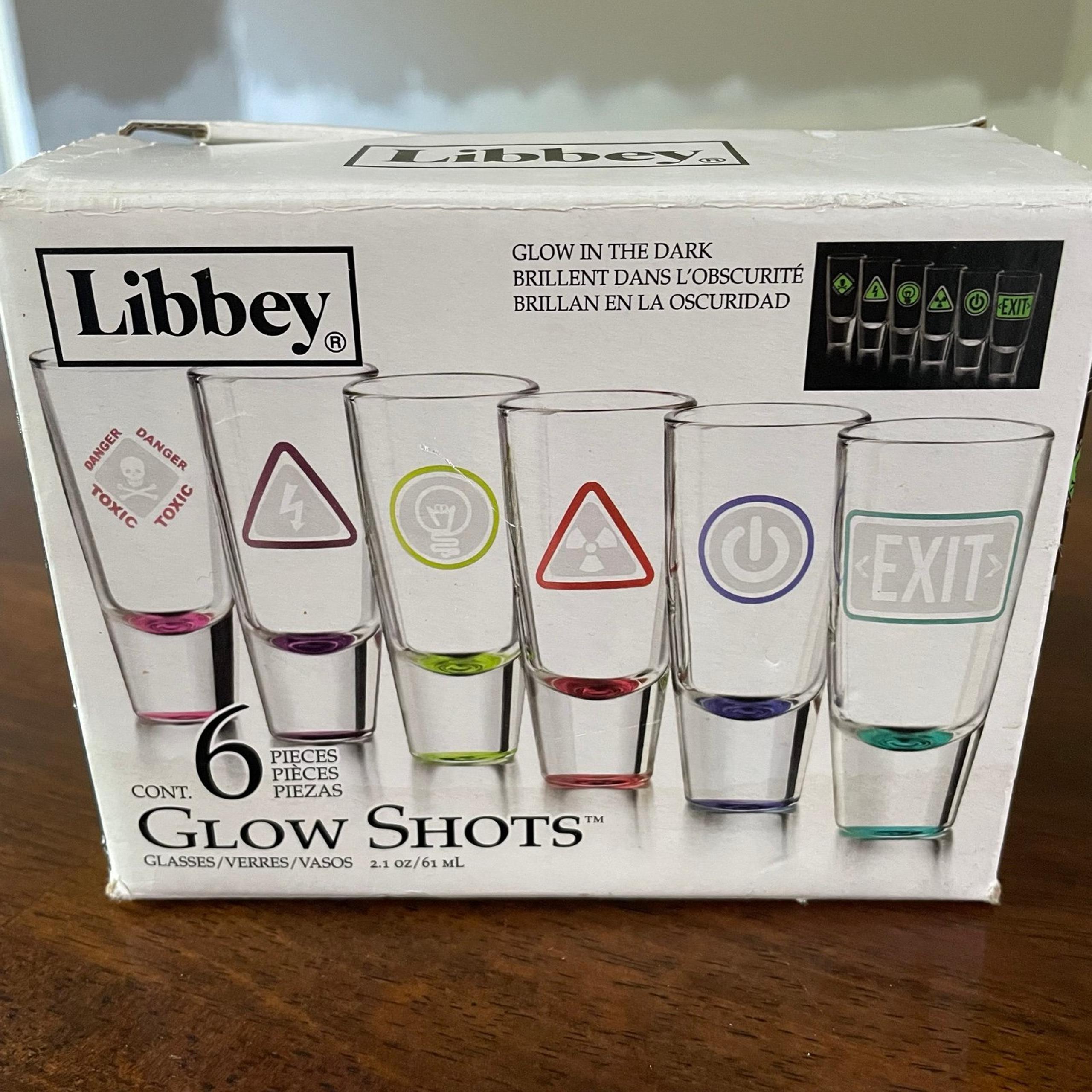 Set of six glow in the dark shot glasses