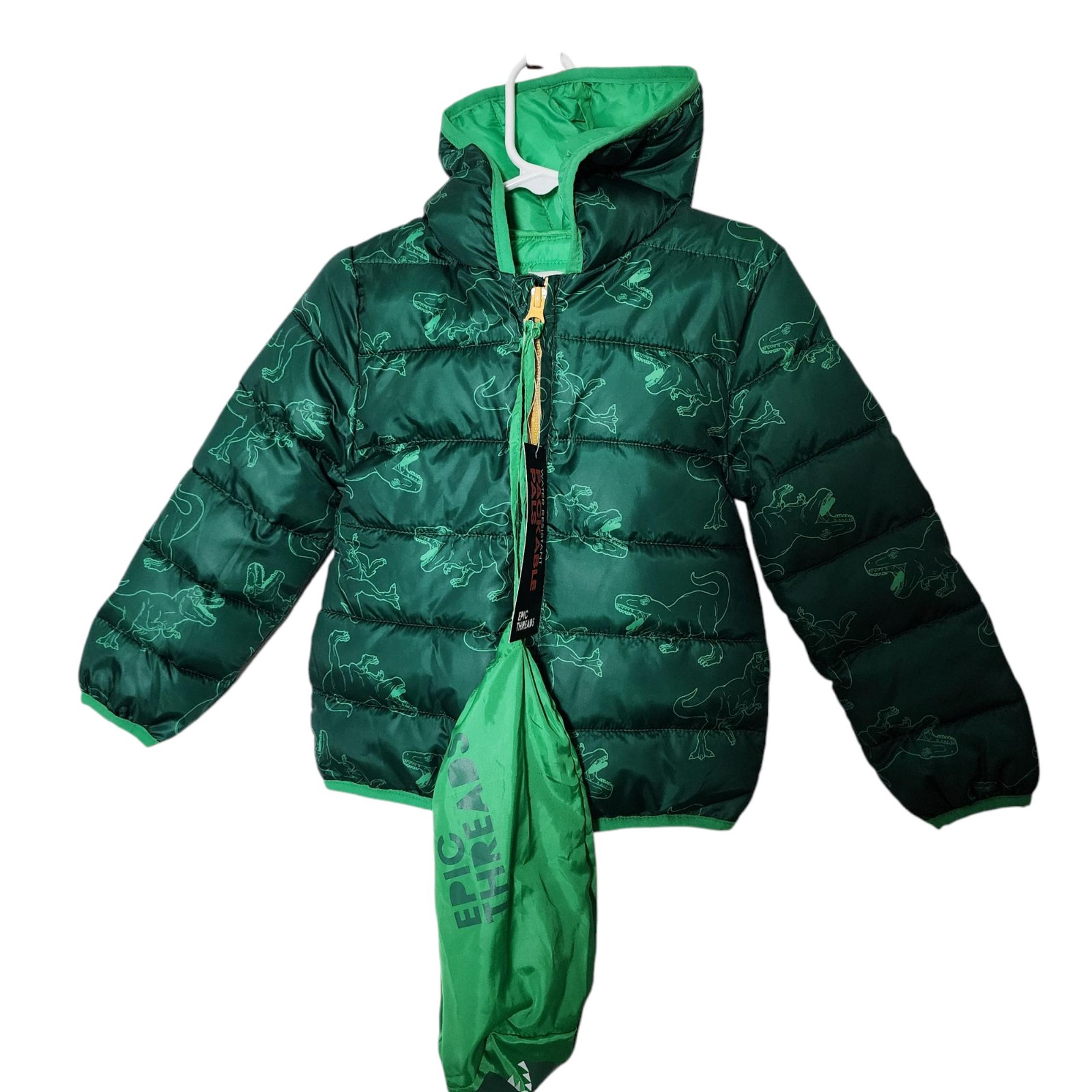 Epic threads forest green dinosaur puffer jacket size 3T
