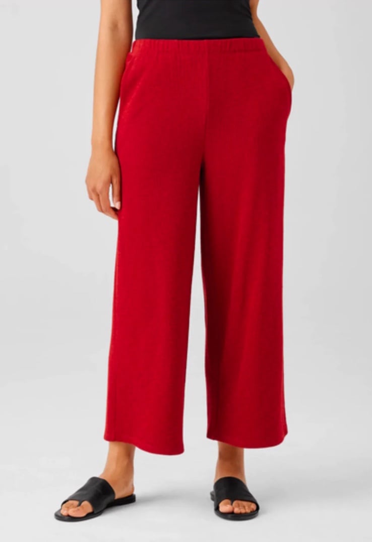 NWT EILEEN FISHER Wide Cropped Pants in Cinnabar 100% Organic Cotton XS