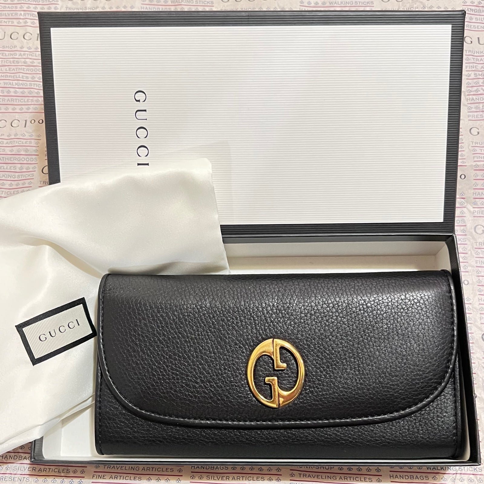 NEW Authentic RARE Gucci Marmont Large/Long Continental Leather Wallet Black