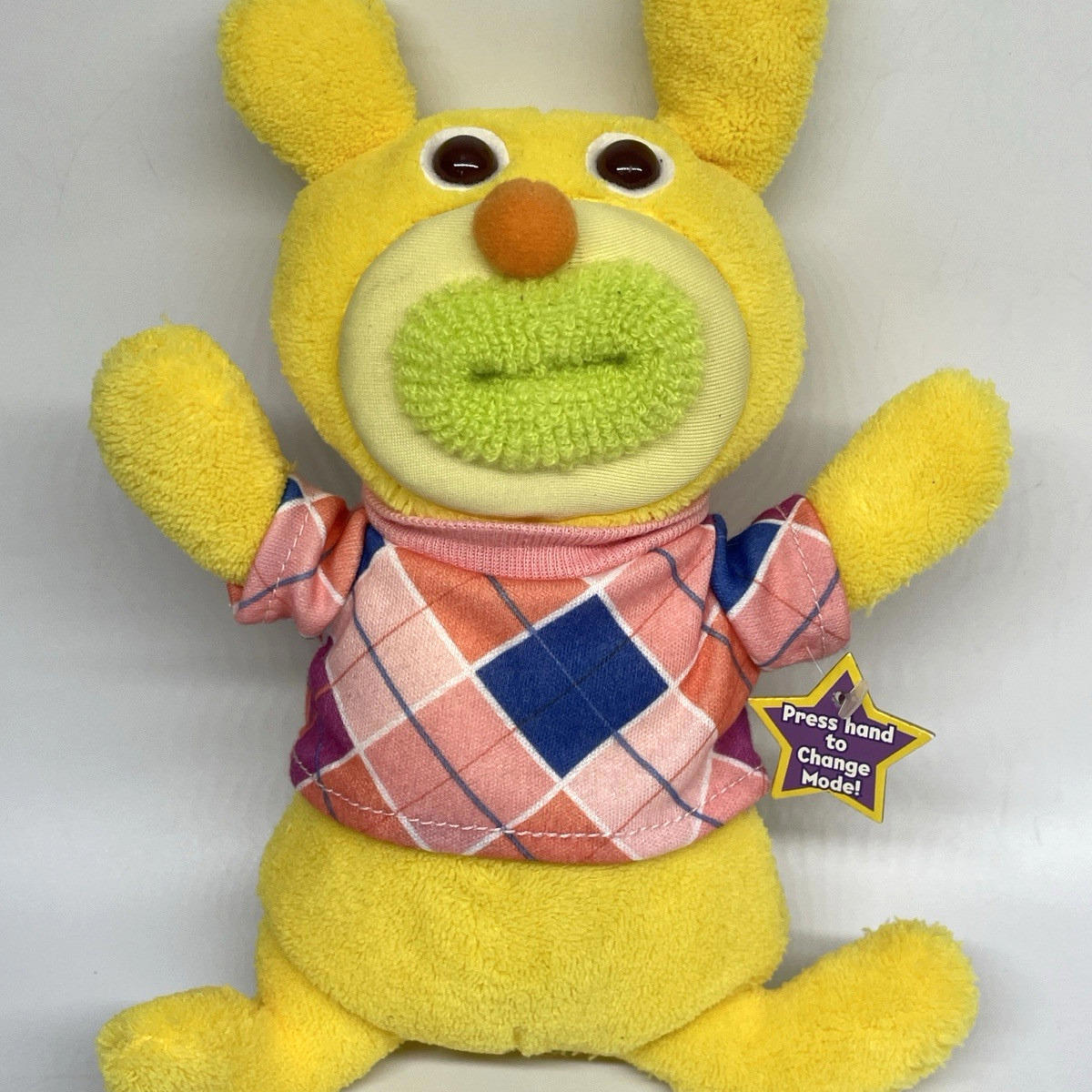 Yellow Sing A Ma Jigs Plaid Shirt Fisher Price 2010 Mattel Plush Toy Works
